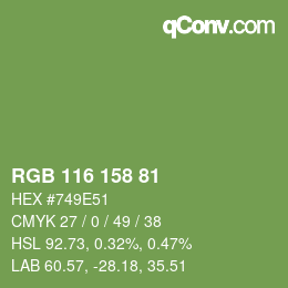 Color code: RGB 116 158 81 | qconv.com