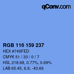 Código de color: RGB 116 159 237 | qconv.com