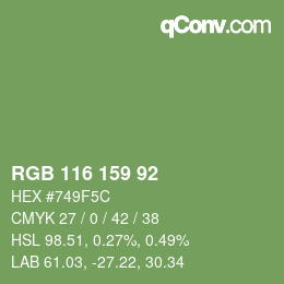 カラーコード: RGB 116 159 92 | qconv.com