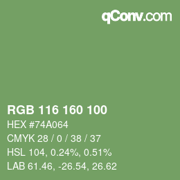 Color code: RGB 116 160 100 | qconv.com