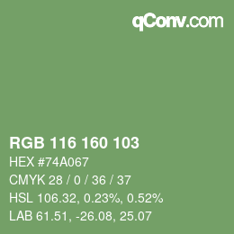 カラーコード: RGB 116 160 103 | qconv.com