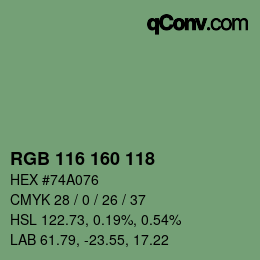 Color code: RGB 116 160 118 | qconv.com