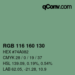 Color code: RGB 116 160 130 | qconv.com