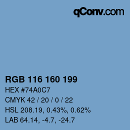 カラーコード: RGB 116 160 199 | qconv.com