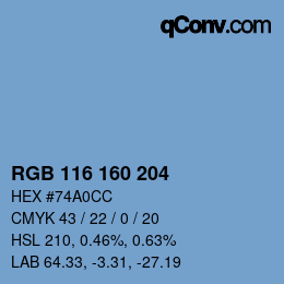 Color code: RGB 116 160 204 | qconv.com