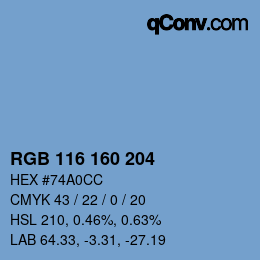 Color code: RGB 116 160 204 | qconv.com