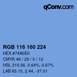 Color code: RGB 116 160 224 | qconv.com