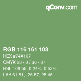 Color code: RGB 116 161 103 | qconv.com