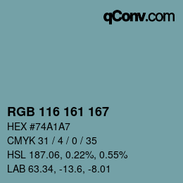 Farbcode: RGB 116 161 167 | qconv.com