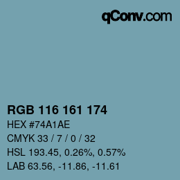 Color code: RGB 116 161 174 | qconv.com