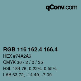 カラーコード: RGB 116 162.4 166.4 | qconv.com