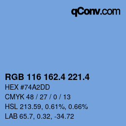 カラーコード: RGB 116 162.4 221.4 | qconv.com