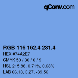 カラーコード: RGB 116 162.4 231.4 | qconv.com