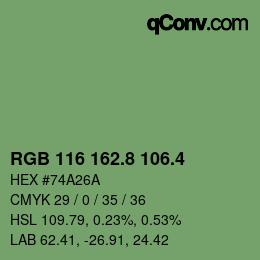 カラーコード: RGB 116 162.8 106.4 | qconv.com