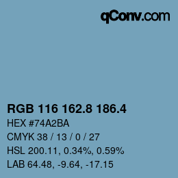 カラーコード: RGB 116 162.8 186.4 | qconv.com