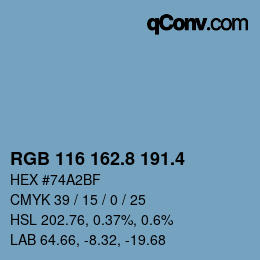 カラーコード: RGB 116 162.8 191.4 | qconv.com