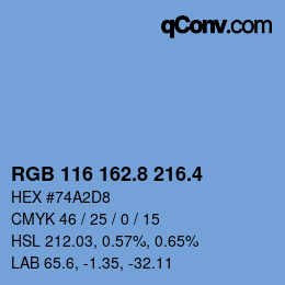 カラーコード: RGB 116 162.8 216.4 | qconv.com