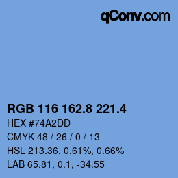 カラーコード: RGB 116 162.8 221.4 | qconv.com