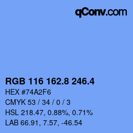 カラーコード: RGB 116 162.8 246.4 | qconv.com