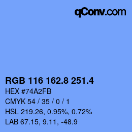 カラーコード: RGB 116 162.8 251.4 | qconv.com