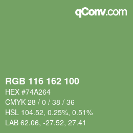 カラーコード: RGB 116 162 100 | qconv.com