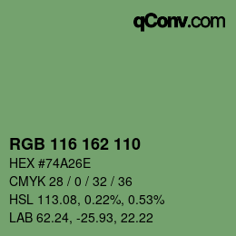 Color code: RGB 116 162 110 | qconv.com