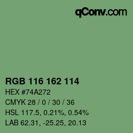 Color code: RGB 116 162 114 | qconv.com