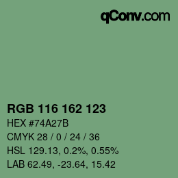 Color code: RGB 116 162 123 | qconv.com