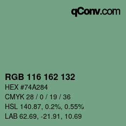 カラーコード: RGB 116 162 132 | qconv.com