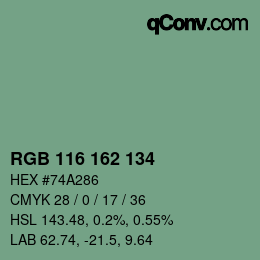 Color code: RGB 116 162 134 | qconv.com