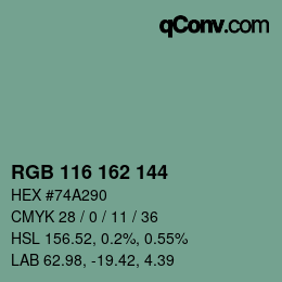 カラーコード: RGB 116 162 144 | qconv.com