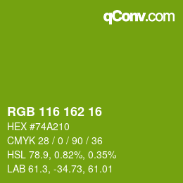 カラーコード: RGB 116 162 16 | qconv.com
