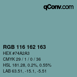 カラーコード: RGB 116 162 163 | qconv.com
