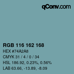Color code: RGB 116 162 168 | qconv.com