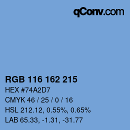Color code: RGB 116 162 215 | qconv.com