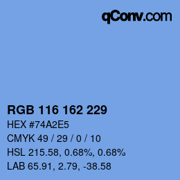 カラーコード: RGB 116 162 229 | qconv.com
