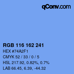 Farbcode: RGB 116 162 241 | qconv.com