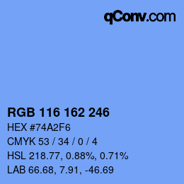 カラーコード: RGB 116 162 246 | qconv.com