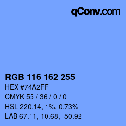 Color code: RGB 116 162 255 | qconv.com