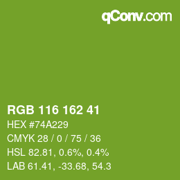 Color code: RGB 116 162 41 | qconv.com