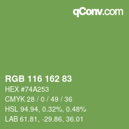 Color code: RGB 116 162 83 | qconv.com