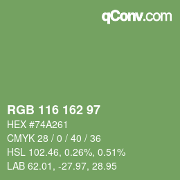 Color code: RGB 116 162 97 | qconv.com