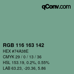 Color code: RGB 116 163 142 | qconv.com
