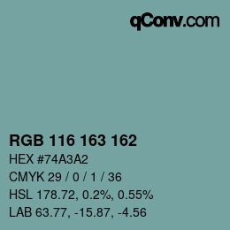 Color code: RGB 116 163 162 | qconv.com