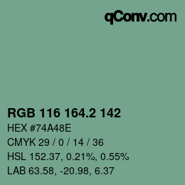 カラーコード: RGB 116 164.2 142 | qconv.com