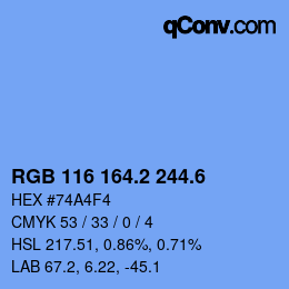 カラーコード: RGB 116 164.2 244.6 | qconv.com