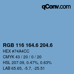 カラーコード: RGB 116 164.6 204.6 | qconv.com
