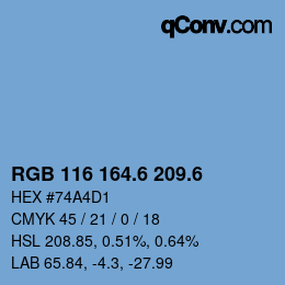カラーコード: RGB 116 164.6 209.6 | qconv.com