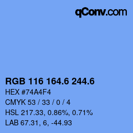 カラーコード: RGB 116 164.6 244.6 | qconv.com