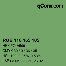 Código de color: RGB 116 165 105 | qconv.com